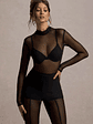 Harlowe | Black Mesh Long-Sleeve Bodysuit - thumbnail 1
