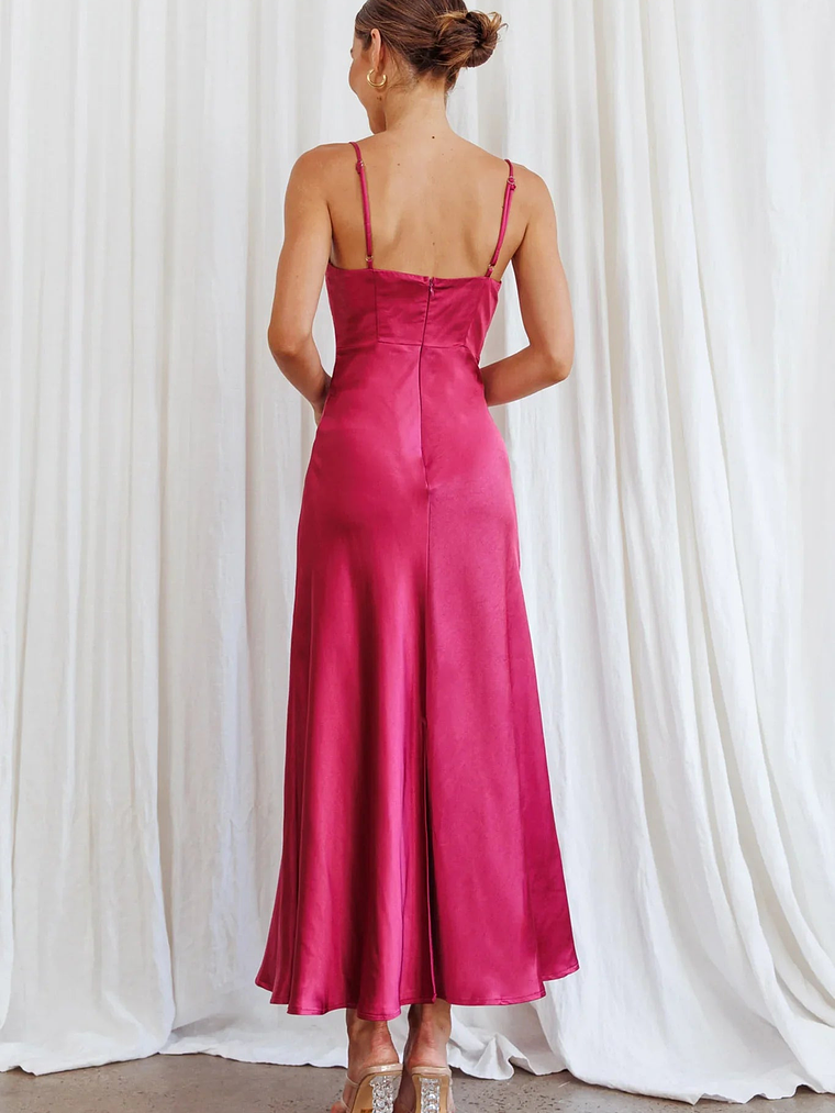 Infinity Pintuck Bust Midi Dress Fuchsia 2