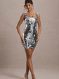 Jasmyn | Silver Sequin Square-Neck Mini Dress - thumbnail 1