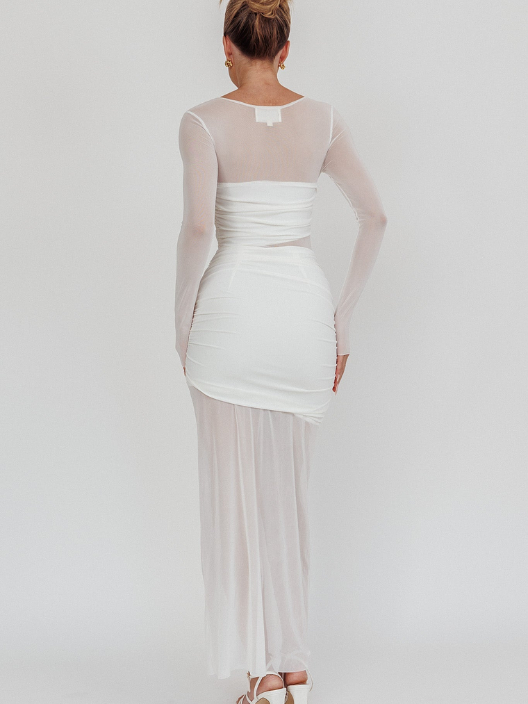 Harpa Mesh Maxi Dress White 3