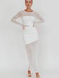 Harpa Mesh Maxi Dress White - thumbnail 4