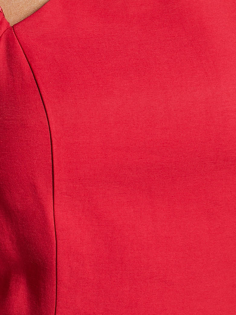 Harlow Mini Dress - Asymmetric Puff Sleeve Flare Dress in Red 7