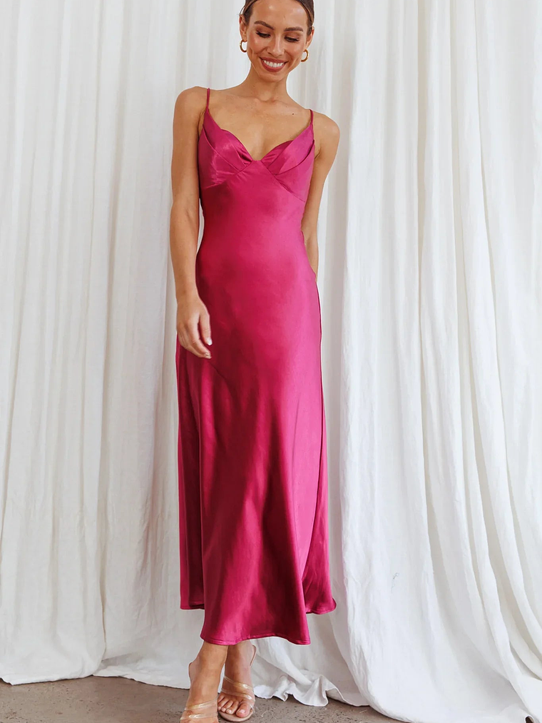 Infinity Pintuck Bust Midi Dress Fuchsia 5