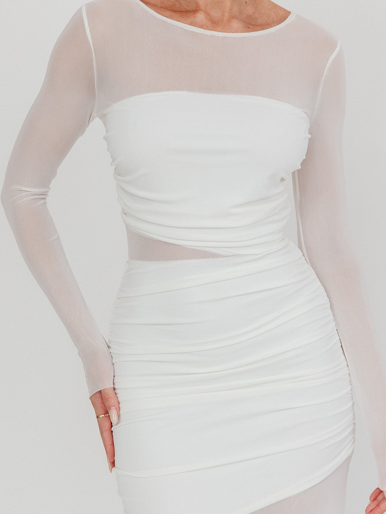 Harpa Mesh Maxi Dress White 5