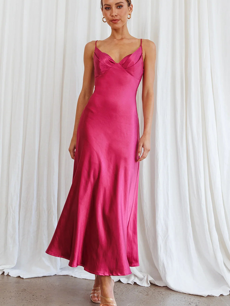 Infinity Pintuck Bust Midi Dress Fuchsia 6