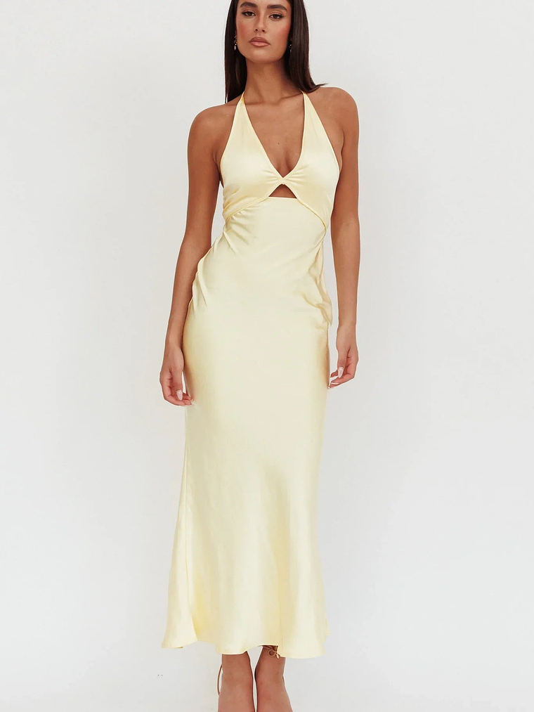 Jassinta Keyhole Bust Maxi Dress Lemon 4
