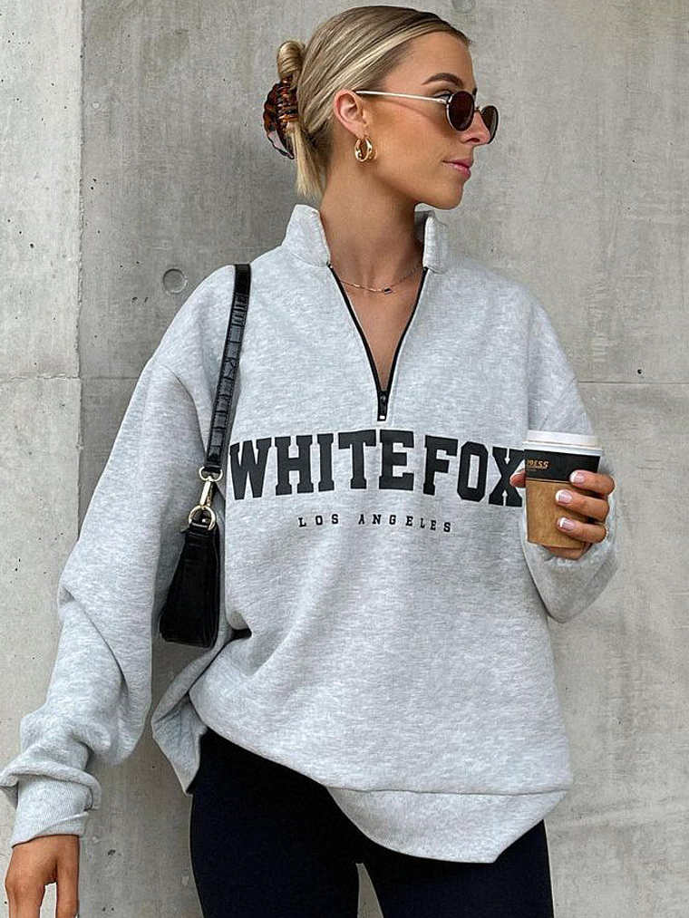 High Standard Zip Front Sweater Grey Marle 1