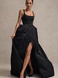 Infinite | Black Strappy Maxi Dress With Volume High-Low Skirt - thumbnail 7