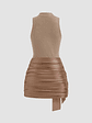 High Neck Ruched Knotted Mini Dress - thumbnail 22