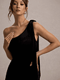 Jillian | Black Velvet Asymmetric Maxi Dress With Bow Strap - thumbnail 6