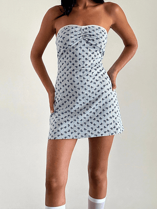 Javaya Bandeau Mini Dress Blue Stripe