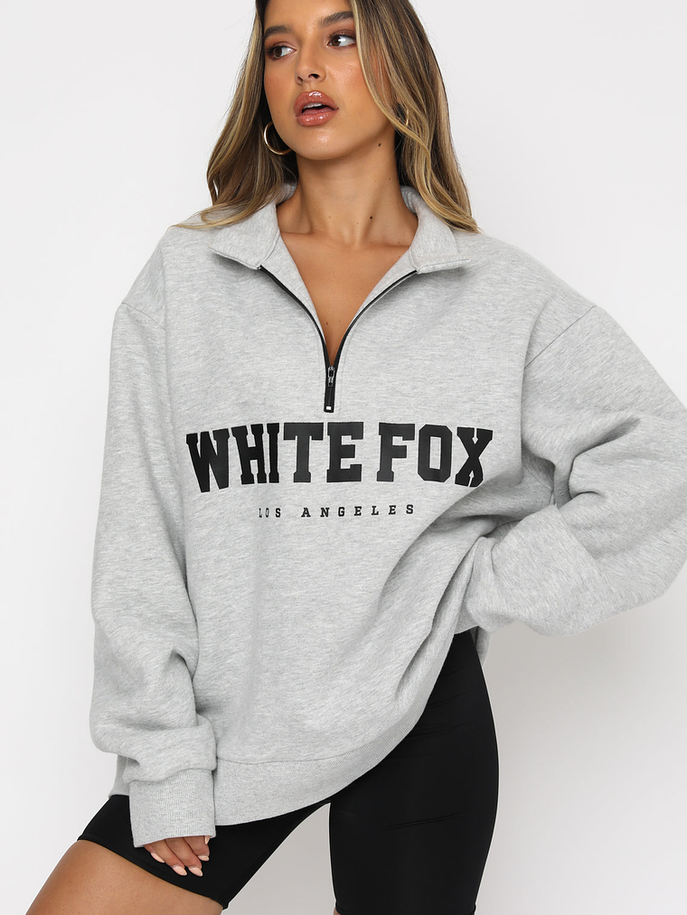 High Standard Zip Front Sweater Grey Marle 2