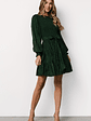 Ivey Smocked Short Dress | Dark Green + Silver - thumbnail 1