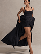 Infinite | Black Strappy Maxi Dress With Volume High-Low Skirt - thumbnail 8
