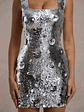 Jasmyn | Silver Sequin Square-Neck Mini Dress - thumbnail 6