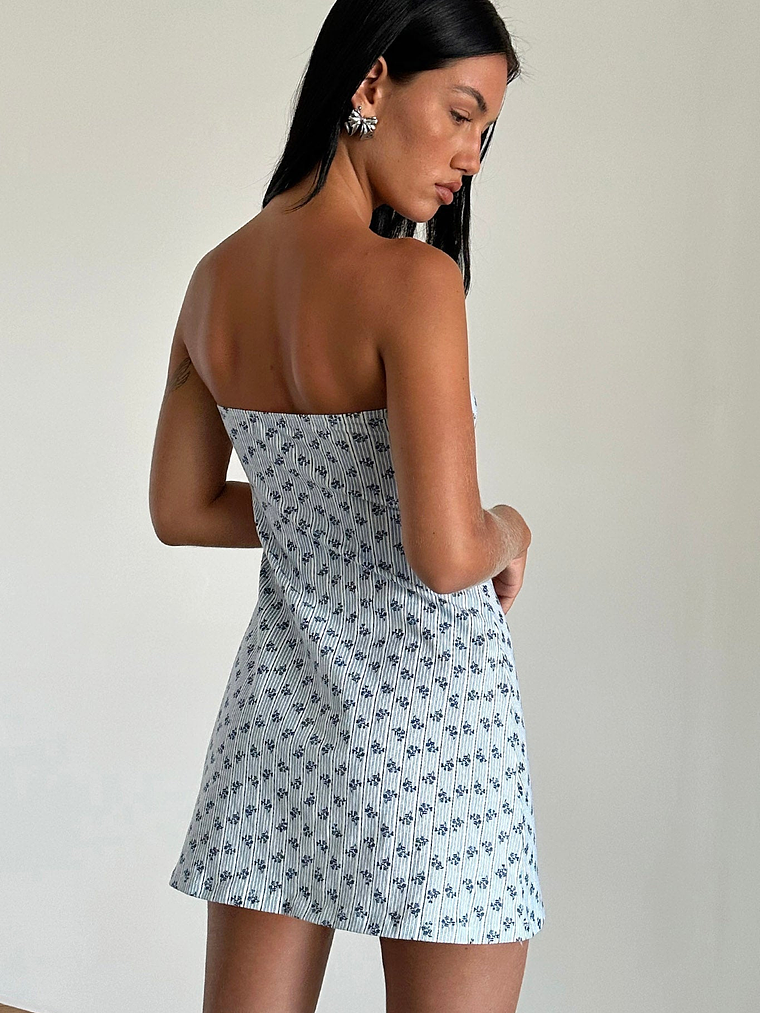 Javaya Bandeau Mini Dress Blue Stripe 2