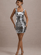 Jasmyn | Silver Sequin Square-Neck Mini Dress - thumbnail 7