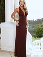 Iconic Evening Halter Maxi Dress Brown - thumbnail 4