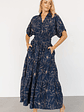 Hedda Tiered Maxi Dress | Deep Blue + Natural Floral - thumbnail 1