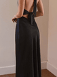 Heavy Hearted Satin Maxi Dress - Black - thumbnail 4