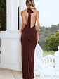 Iconic Evening Halter Maxi Dress Brown - thumbnail 5