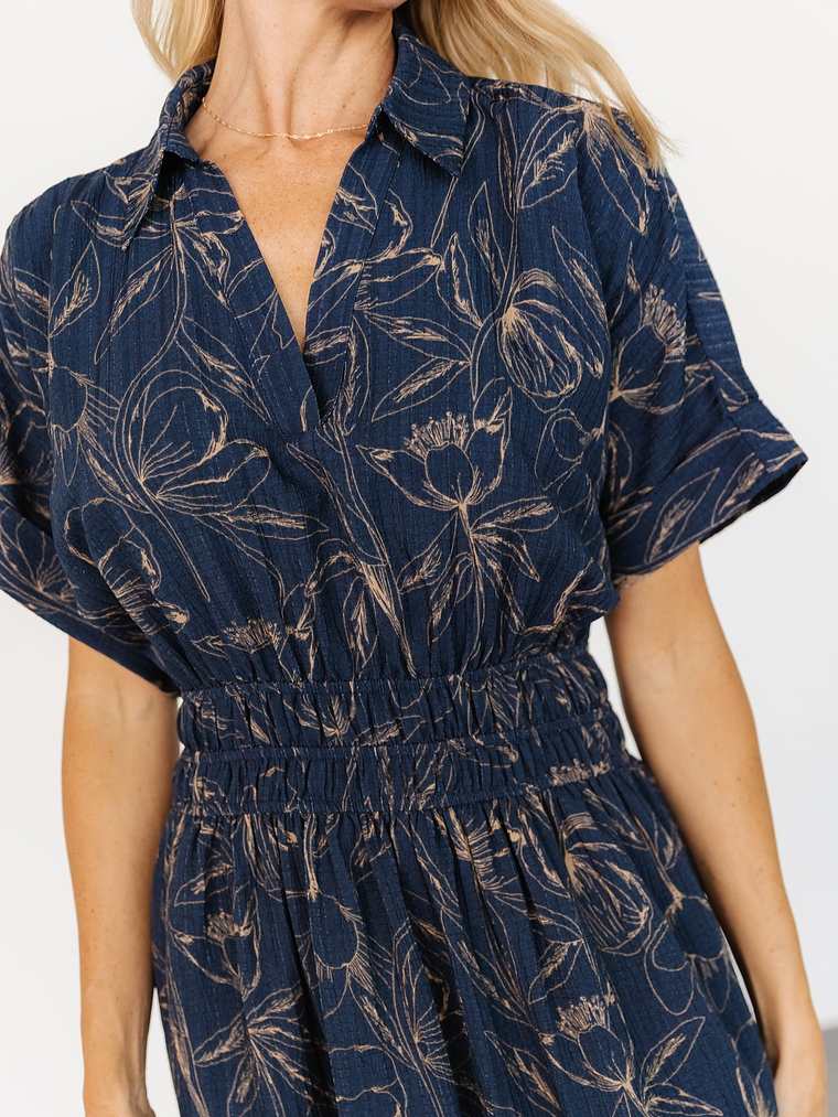 Hedda Tiered Maxi Dress | Deep Blue + Natural Floral 2