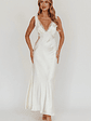 Ivonne Lace Trim V-Neck Maxi Dress Oyster - thumbnail 3