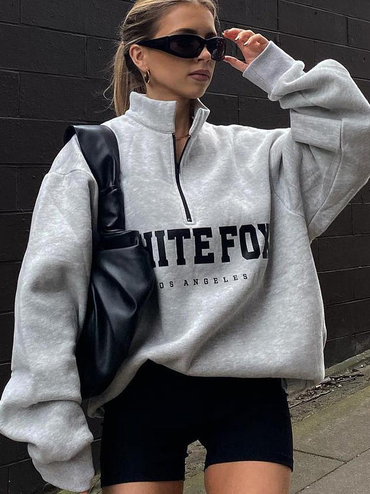 High Standard Zip Front Sweater Grey Marle 9