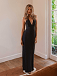Heavy Hearted Satin Maxi Dress - Black - thumbnail 6