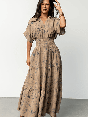 Hedda Tiered Maxi Dress | Natural + Blue Floral