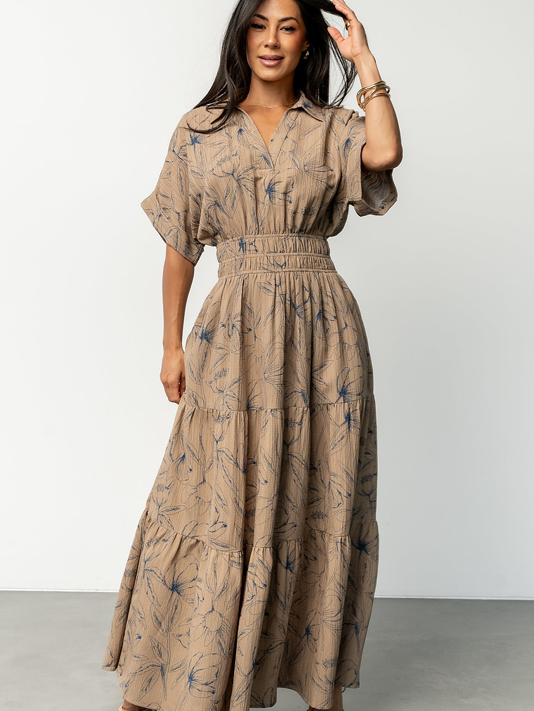 Hedda Tiered Maxi Dress | Natural + Blue Floral 1