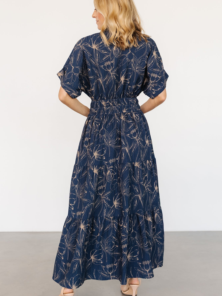 Hedda Tiered Maxi Dress | Deep Blue + Natural Floral 4