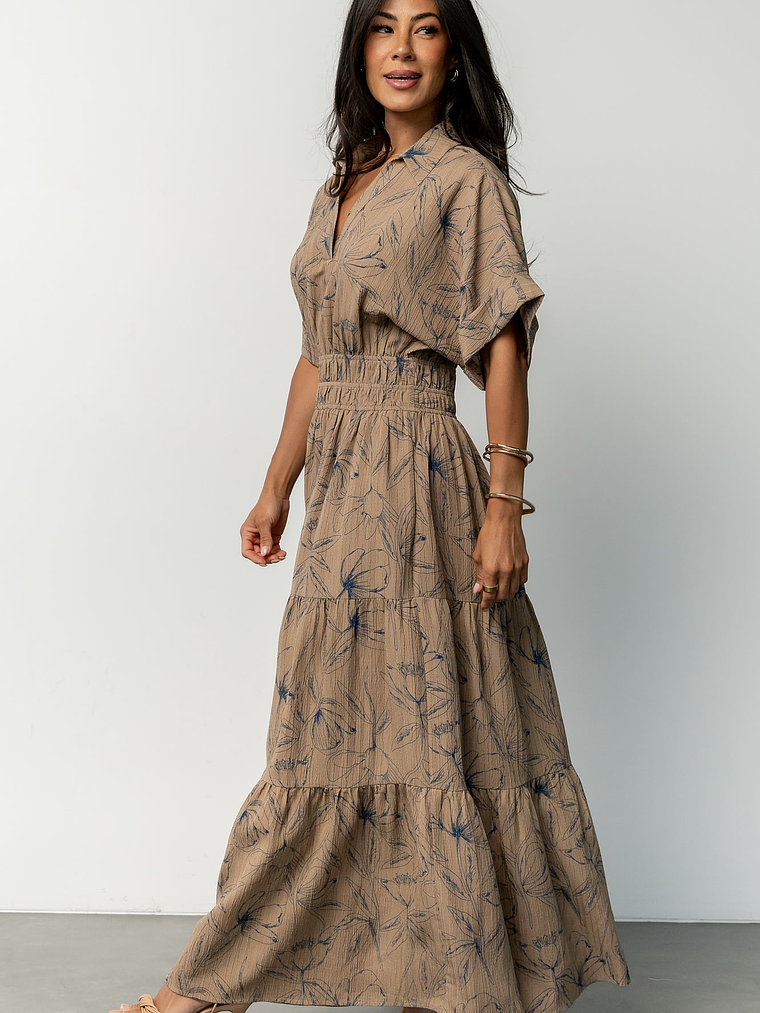 Hedda Tiered Maxi Dress | Natural + Blue Floral 3