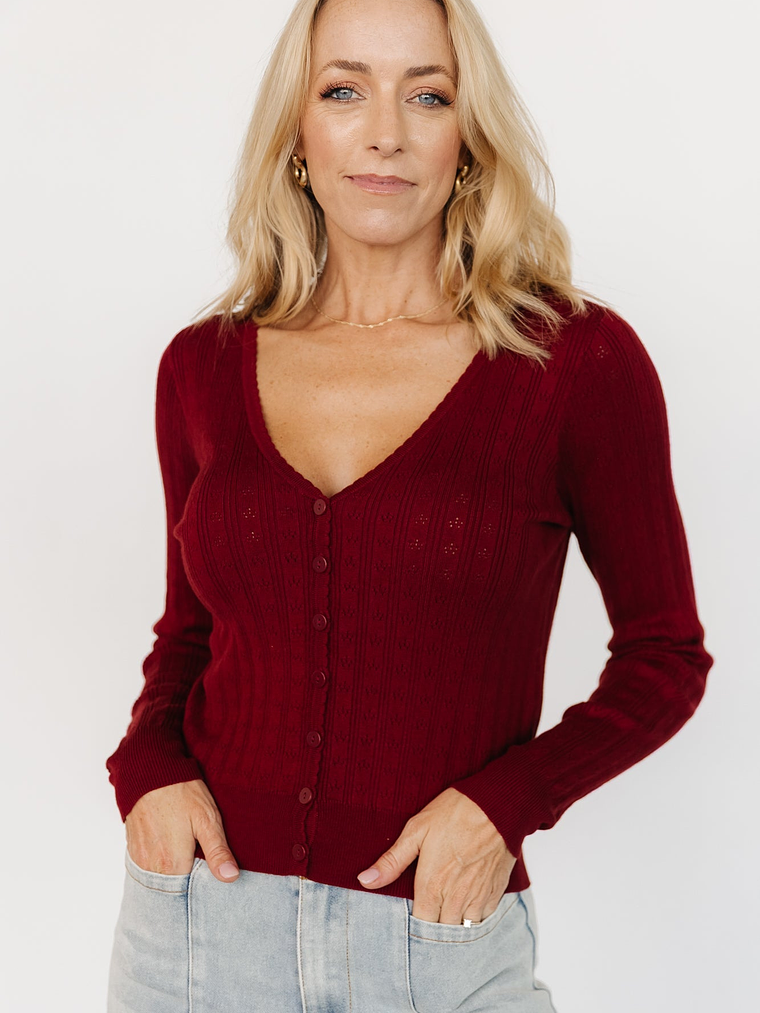 Heidi Pointelle Cardigan | Brick 1