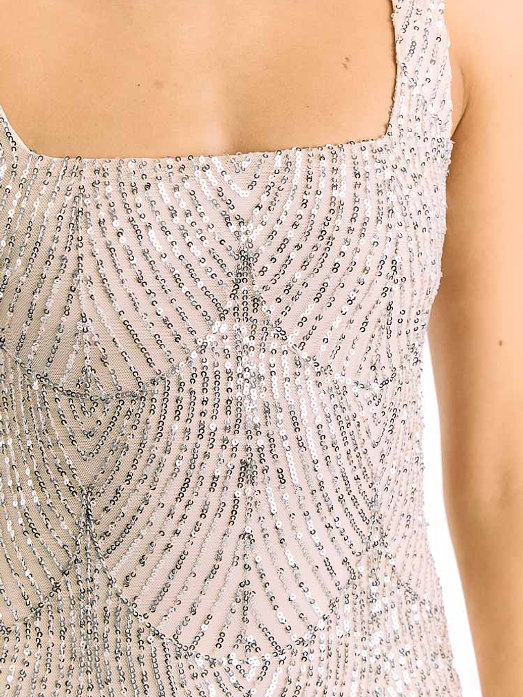 Jayda Silver Sequin Party Mini Dress 6