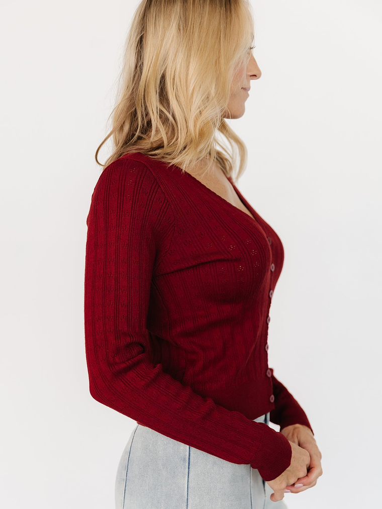 Heidi Pointelle Cardigan | Brick 2