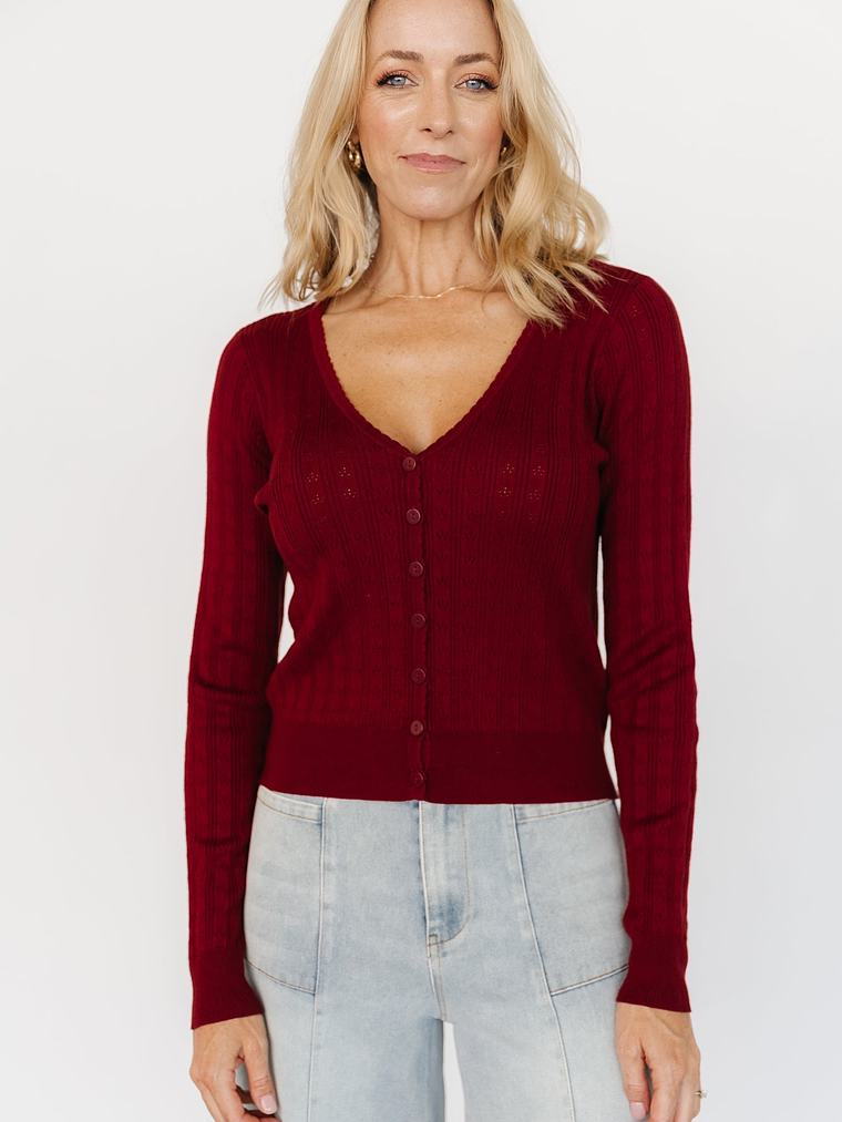 Heidi Pointelle Cardigan | Brick 3