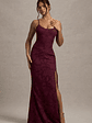 Intimacy | Plum Lace Corset Split Maxi Dress - thumbnail 5