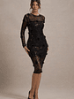Intimate | Black Sequin Sheer Midi Dress With Flowers - thumbnail 4