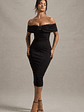 Hope | Black Bow Bardot Midi Dress - thumbnail 3