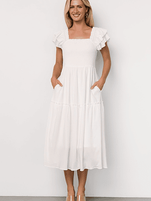 Jacie Smocked Midi Dress | White