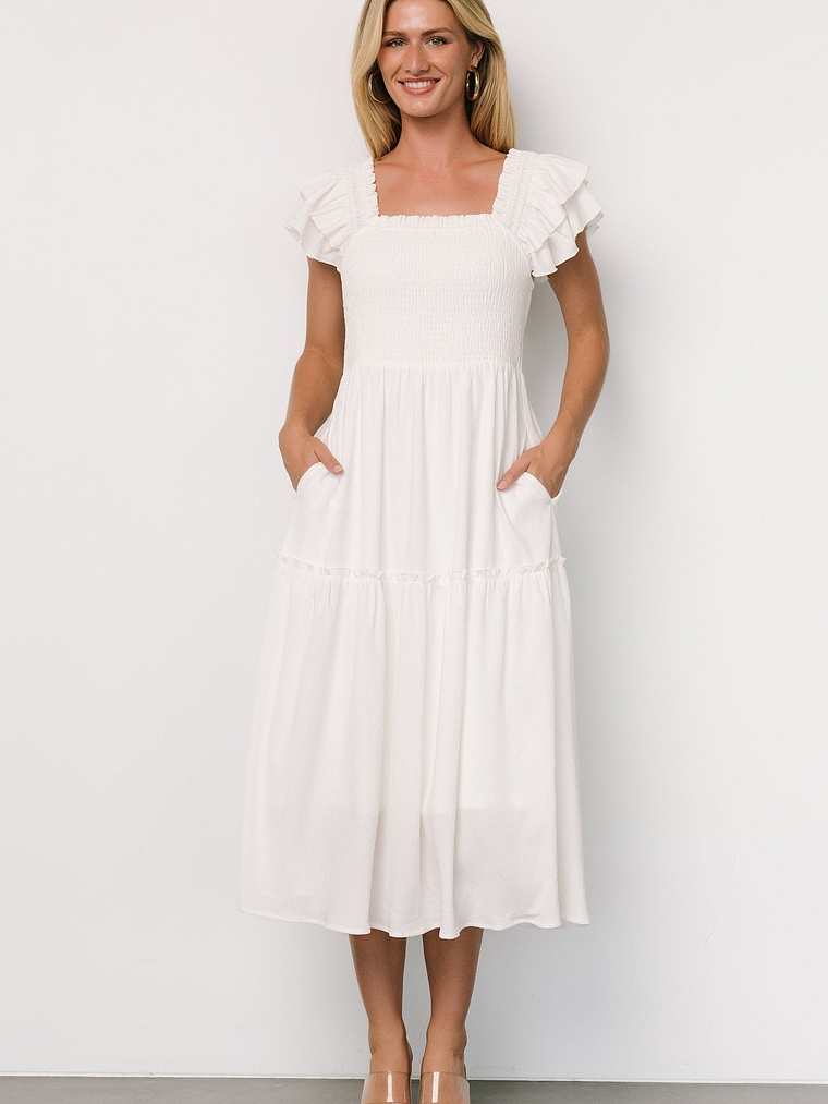 Jacie Smocked Midi Dress | White 1