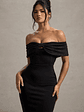 Hope | Black Bow Bardot Midi Dress - thumbnail 4