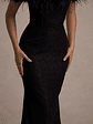 Idyll | Black Lace Bardot Feather Fishtail Maxi Dress - thumbnail 7