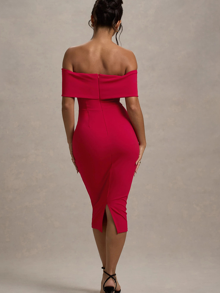 Hope | Red Bow Bardot Midi Dress 2