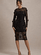 Intimate | Black Sequin Sheer Midi Dress With Flowers - thumbnail 6