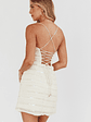 Highlight Reel Sequin Laced Back Dress Beige - thumbnail 2