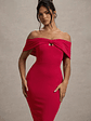 Hope | Red Bow Bardot Midi Dress - thumbnail 3