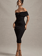 Hope | Black Bow Bardot Midi Dress - thumbnail 5