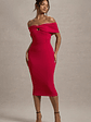 Hope | Red Bow Bardot Midi Dress - thumbnail 4